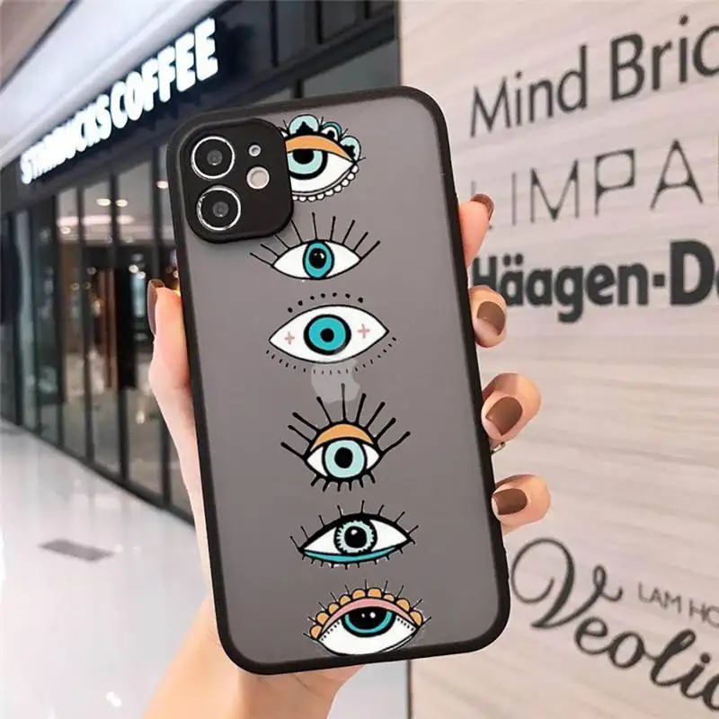 

Fashion Evil eye Phone Cases matte transparent For iphone 7 8 11 12 plus mini x xs xr pro max cover
