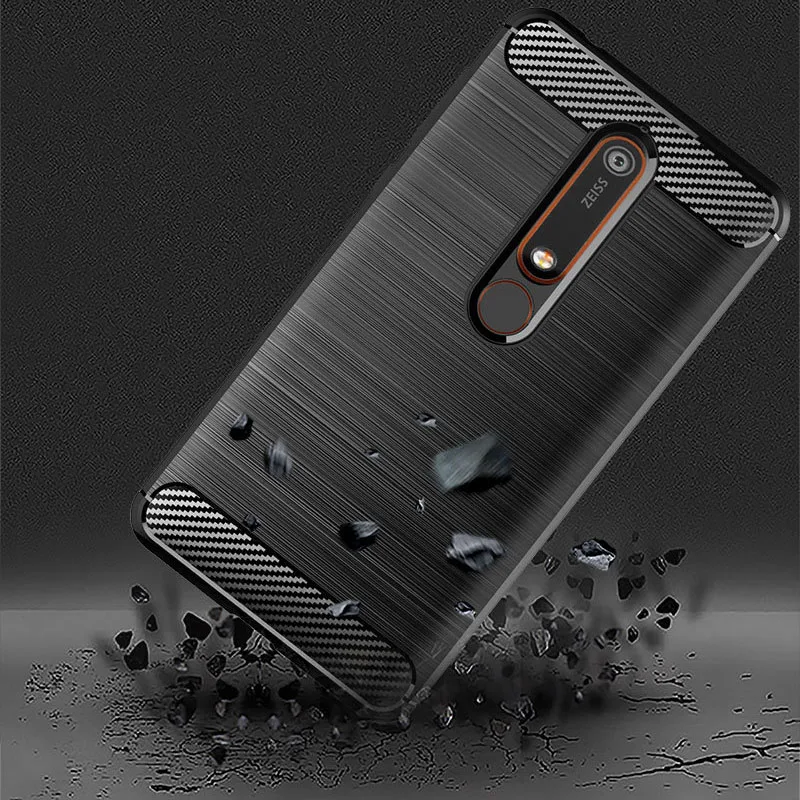 Роскошный мягкий карбоновый чехол для Nokia 6 1 2018 силиконовая задняя крышка