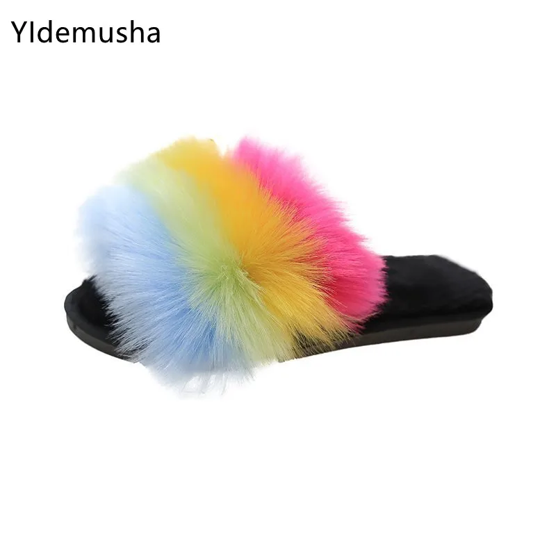 

Fur Slides For Women Fluffy House Slippers Flip Flops Women Shoes Indoor Casual Women Slippers Wholesale Fur Platform Slippers