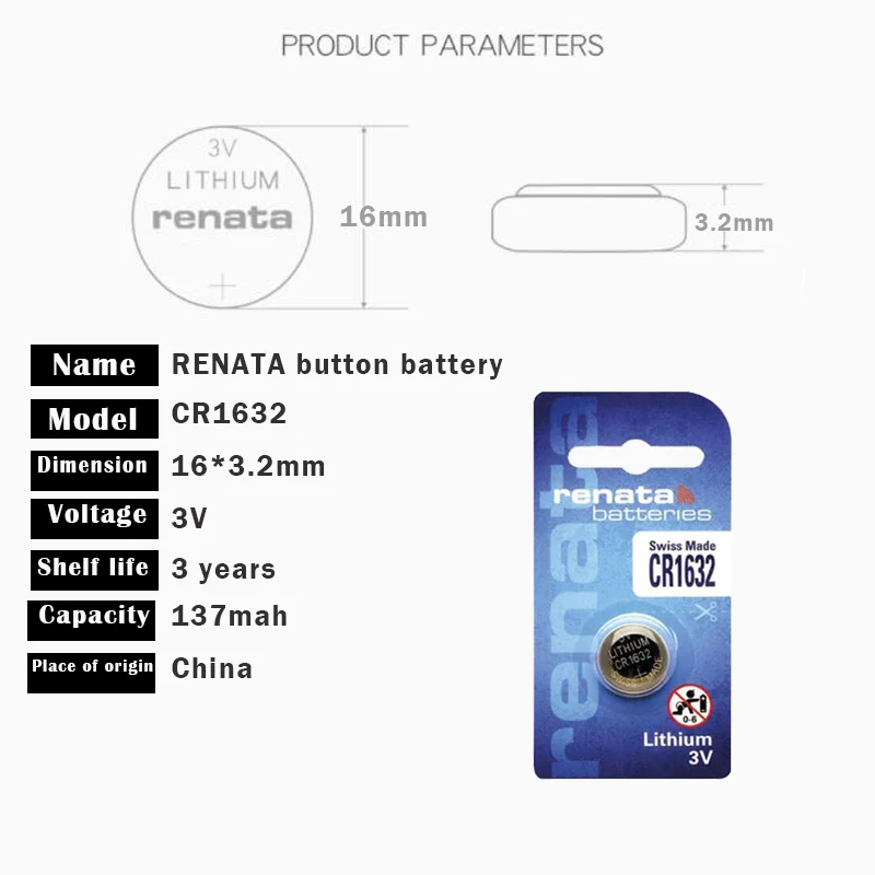 10 шт. renata CR1632 1632 3 в 100% оригинальный новый литиевая батарея для автомобильного