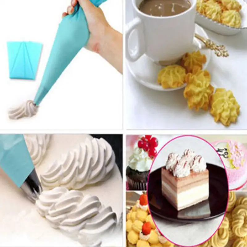 New 2020 DIY Cake Decorating Tools Blue Silicone Icing Piping Cream Pastry Bag 3 Sizes Reusable Batter Dispenser | Дом и сад