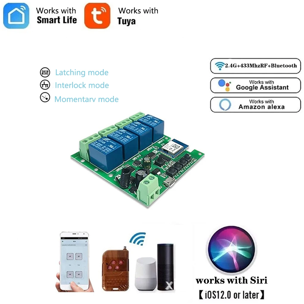 

Умный выключатель Tuya с поддержкой Wi-Fi, 4 канала