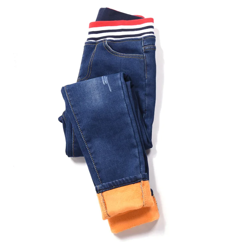 Зимние теплые флисовые джинсы детские штаны женский большой Размеры для женщин с