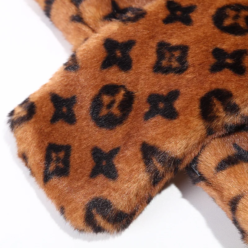 Новый женский плюшевый шарф-снуд с принтом кролика зимний модный теплый кожаный