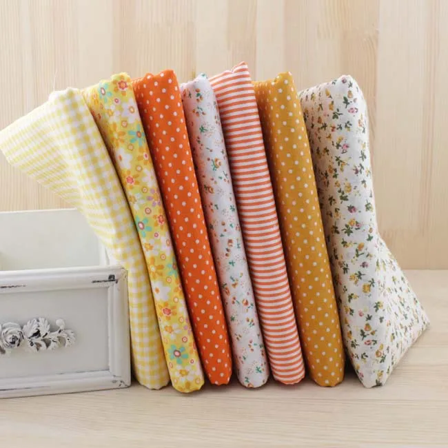 7 шт. желтая Стеганая Ткань 100% хлопок потертая 50x50 см|cotton knit fabric|fabric reviewfabric lady |