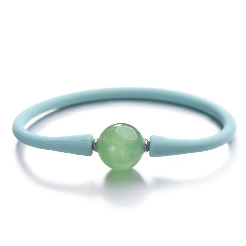 Turquoise lt green Pipitree простой силикон Унисекс Браслет 14 мм Инь Ян очаровательные каменные бусины браслеты для женщин мужчин пара ювелирных изделий Pulsera mujer - Окраска металла: Turquoise lt green