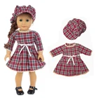 НОВАЯ шапка с красной клетчатой юбкой подходит для кукол американской девочки 18 дюймов кукольная одежда, обувь в комплект не входит.