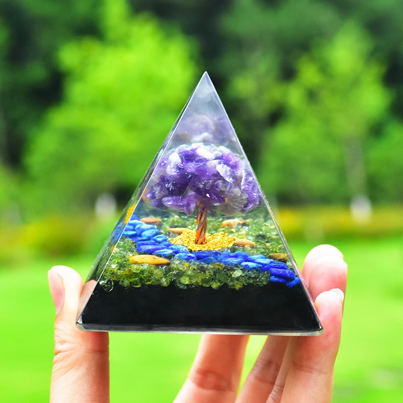 

Sacred Tree Of Life Orgonite Pyramid Crystals And Stones Enery Reiki Healing Orgonita Launcher Home Decoration Bring Life