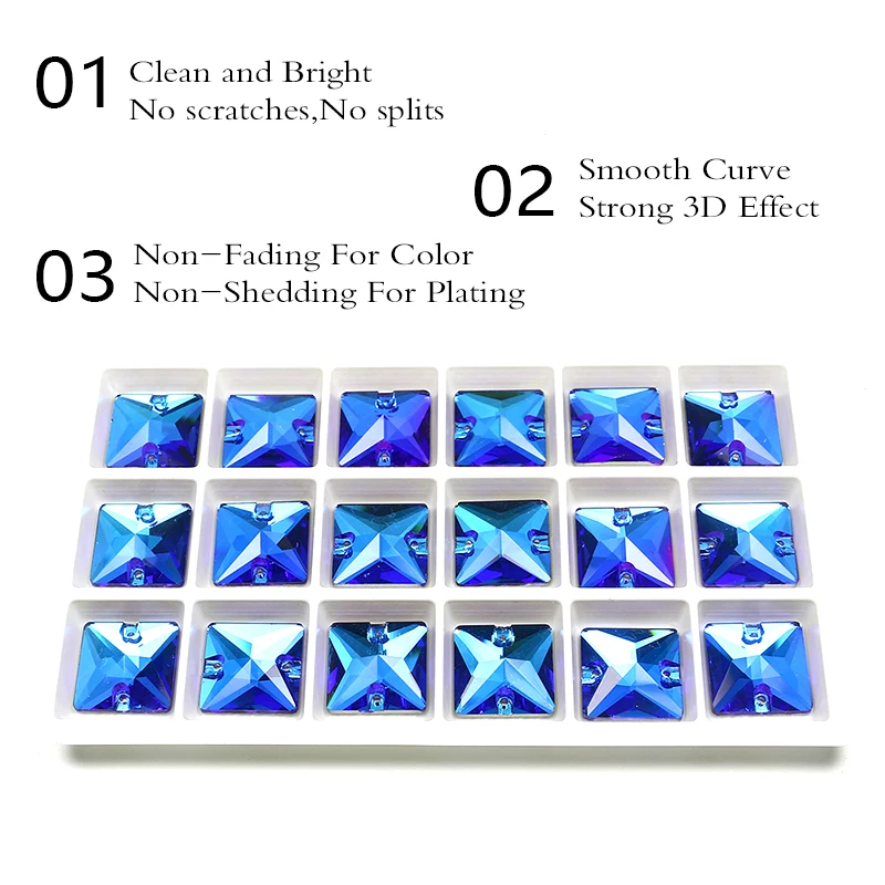 Квадратный Форма Flatback пришить стразы кристаллы с двумя отверстиями бисер из