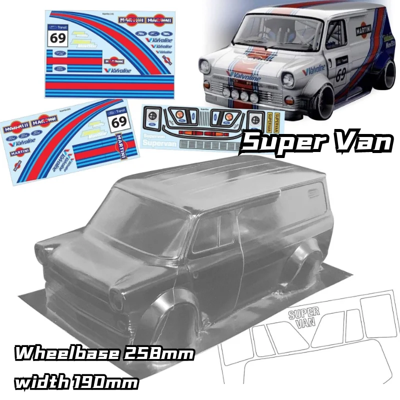 

1/10 Super Van Wide body RC PC body shell lampshade 190mm width Transparent drift touring body shell RC hsp hpi trax Tamiya