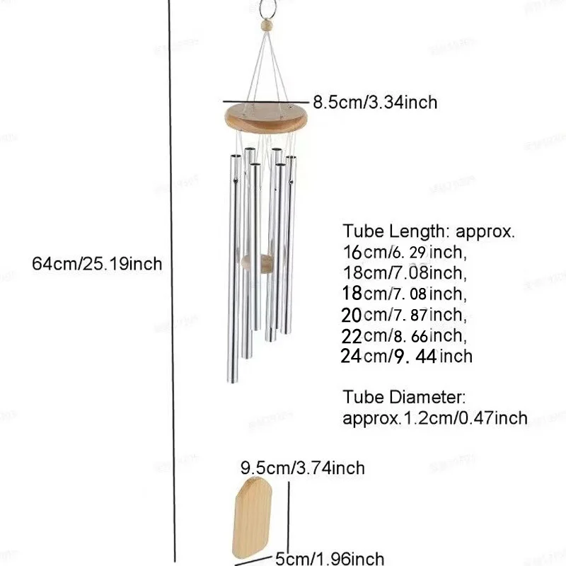 

Metal Home Outdoor Garden Yard Festival Decor Christmas Gifts Wind Chimes Aluminum 6 Tubes Wind Chime Bell Hang Ornament