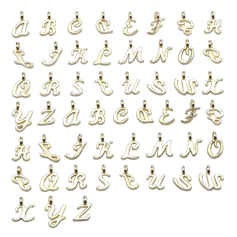 

26pcs/Set A-Z Letters Pendant DIY Jewelry Accessories Zinc Alloy Alphabet Charms For Necklace Keyring Bracelet Making Gold Color