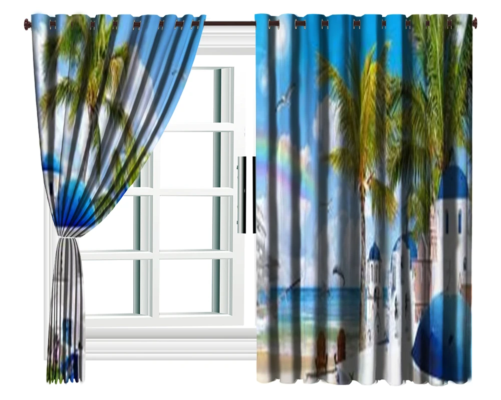 Занавески 7 цветов радужные парусники замок 3d морской пейзаж занавески для