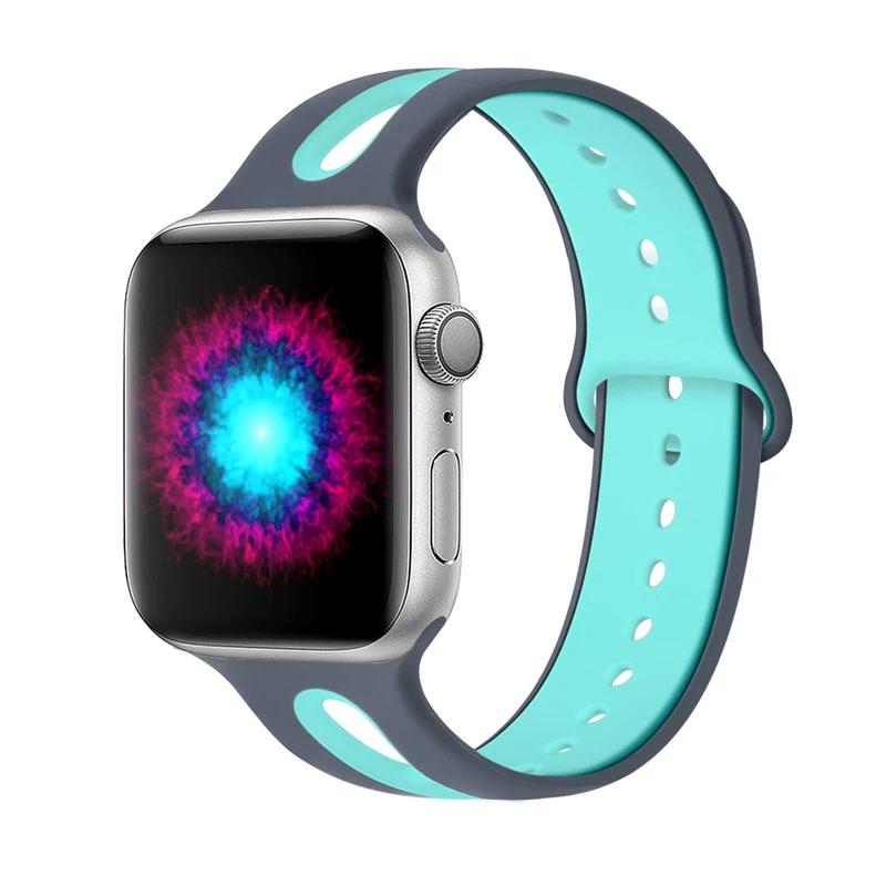 Силиконовый ремешок для Apple Watch band 40 мм 38 44 42 Резиновый Браслет спортивный ремень