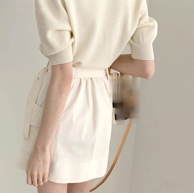 

O Neck Pullover Short Sleeve Pullover Knit T-shirt Women Solid Simple 2021 New Pull Femme Summer All Match T-shirt