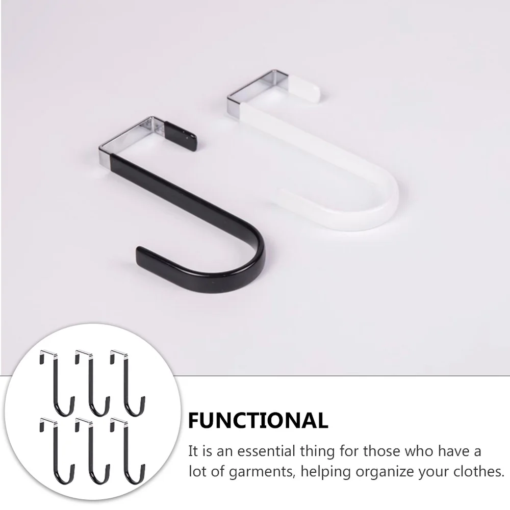 

6Pcs Household Door Back Hooks Clothes Hooks Punch-free Door Back Hooks (Black)