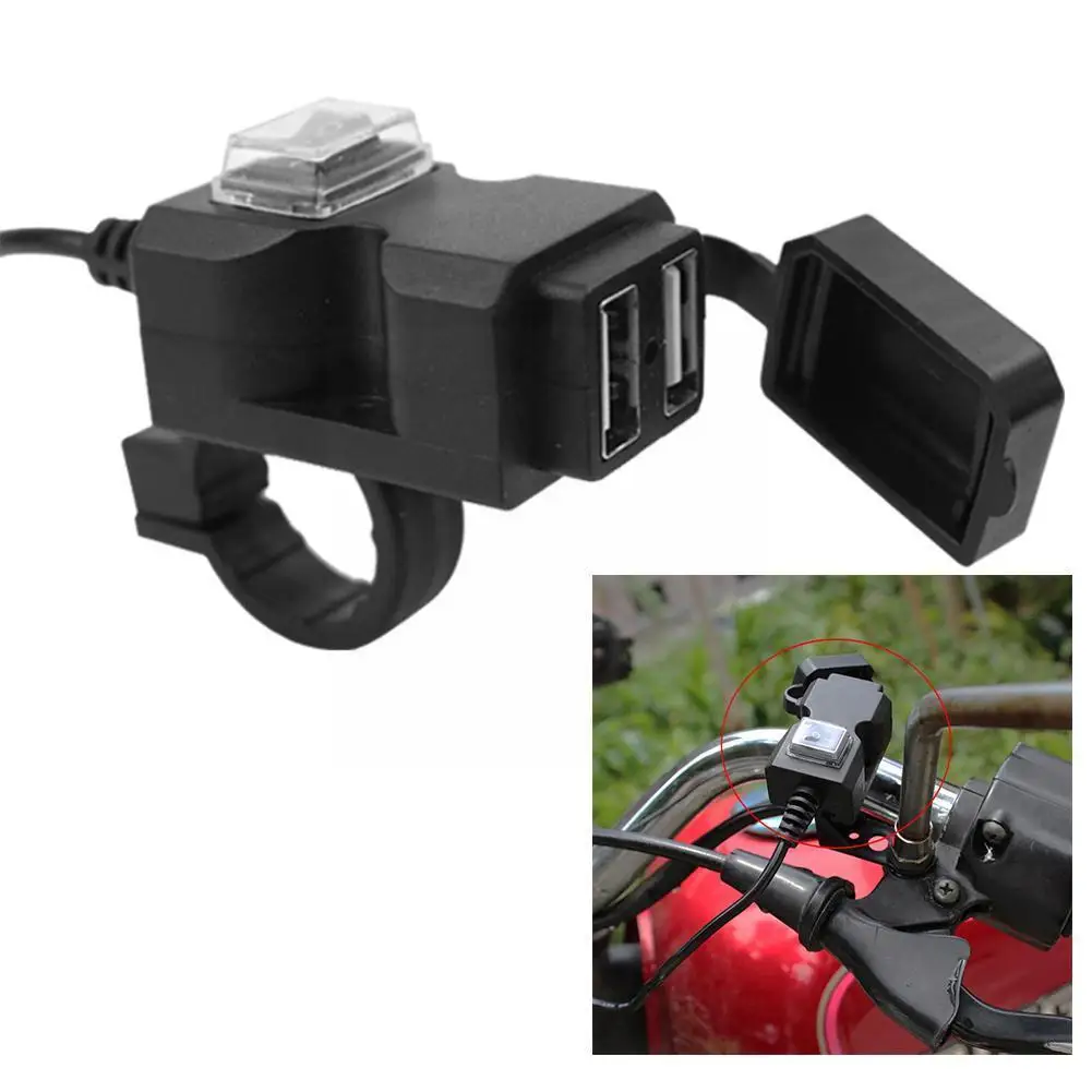 

12v-24v Dual Usb Motorbike Motorcycle Handlebar Charger Socket Supply For Phone Power Adapter Waterproof K9v1