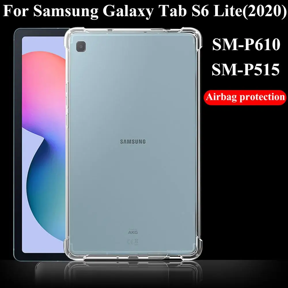 

Tablet Case for Samsung Galaxy Tab S6 Lite 2020 Silicone Soft Shell TPU Airbag Cover Transparent Protection Bag for SM-P610/P615