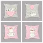 Милый розовый кролик мультфильм животных подушка 45x45 см Nordic плюшевые подушки декоративные наволочки для дивана детской комнаты настенный Декор