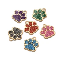 10pcs 1617mm 6 color alloy metal kc drop oil dog cat bear paw shining charms animal pendant for diy bracelet jewelry making