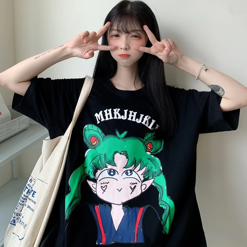 

Japanese Anime Club Women T Shirt Kawaii Harajuku Tops Short Sleeve Harajuku Hipster Cute Women's Casual T-shirt Summer L1832