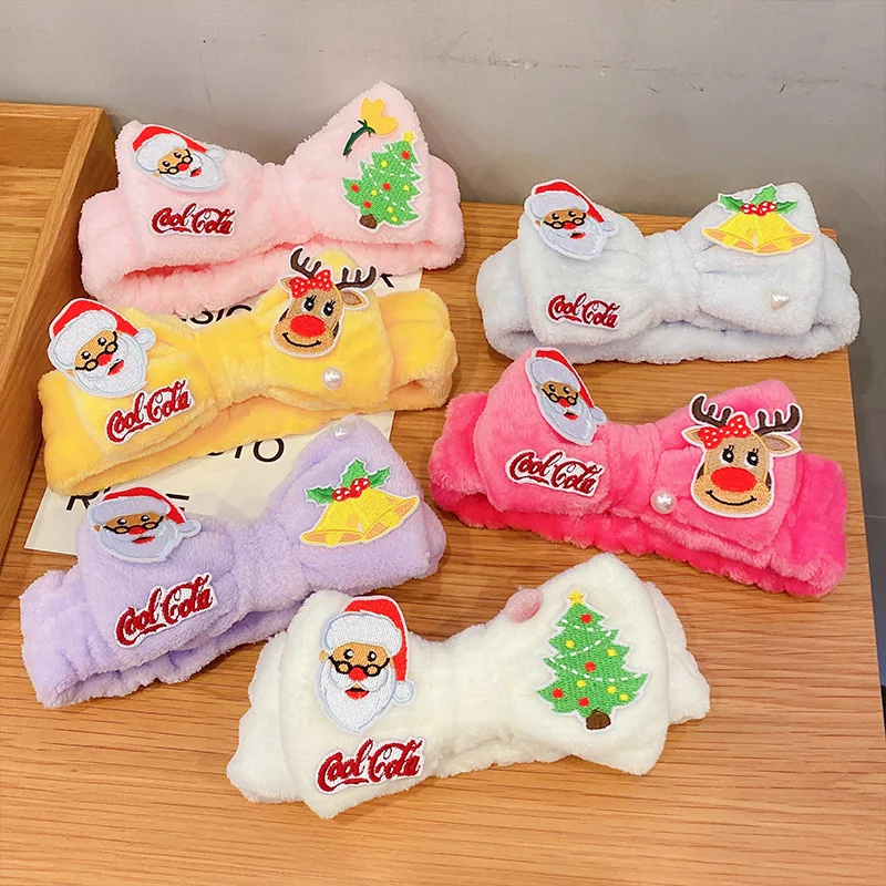 

New Winter Soft Coral Fleece Headbands Santa Claus Christmas Tree Elk Elastic Hairbands Headwraps Turban Hair Accessories