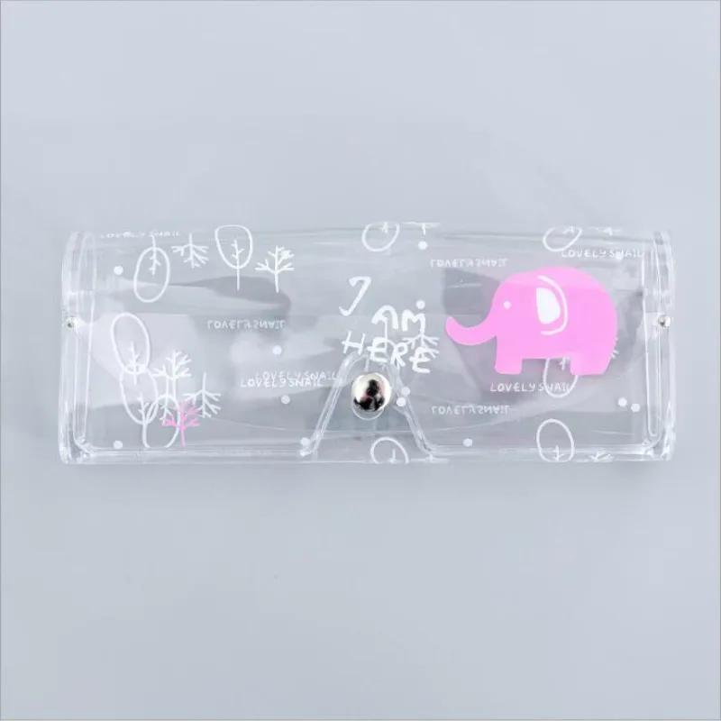 

Cartoon Cute Girls kawaii pencil case Transparent PVC Glasses Box Bag Protection Carry Box pencil box Accessoires Travel Women