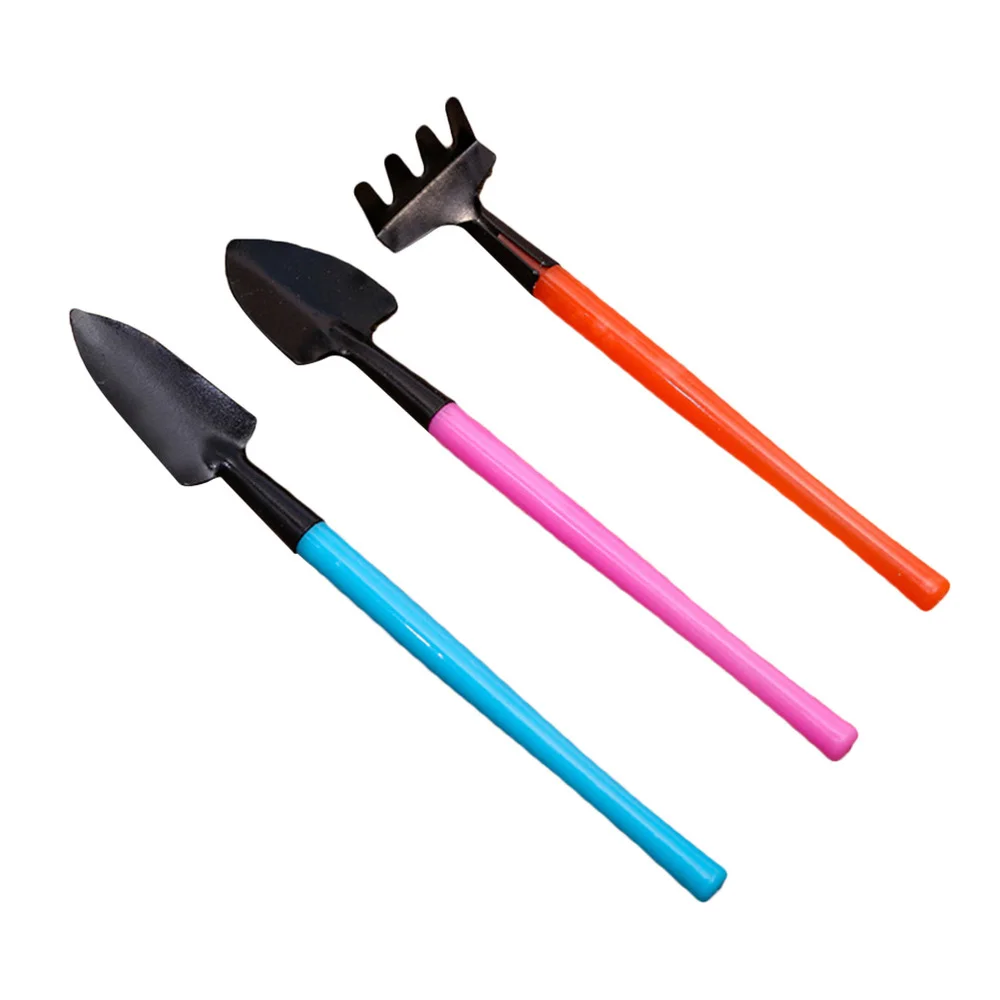

3Pcs Gardening Tools Set Gardening Shovel Small Garden Rake and Hand Trowel Mini Indoor Colorful Garden Tools for House Plants