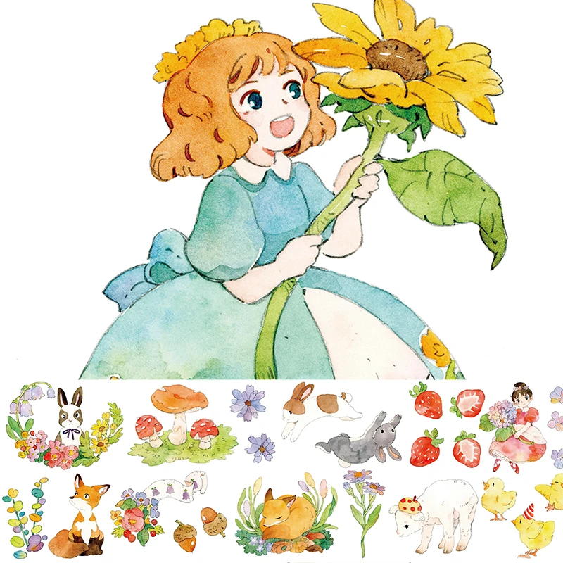 

Прекрасный лес Животные и девочек PET клейкие ленты пуля журнал изоляционная лента клейкая лента DIY Скрапбукинг наклейки из бумаги васи