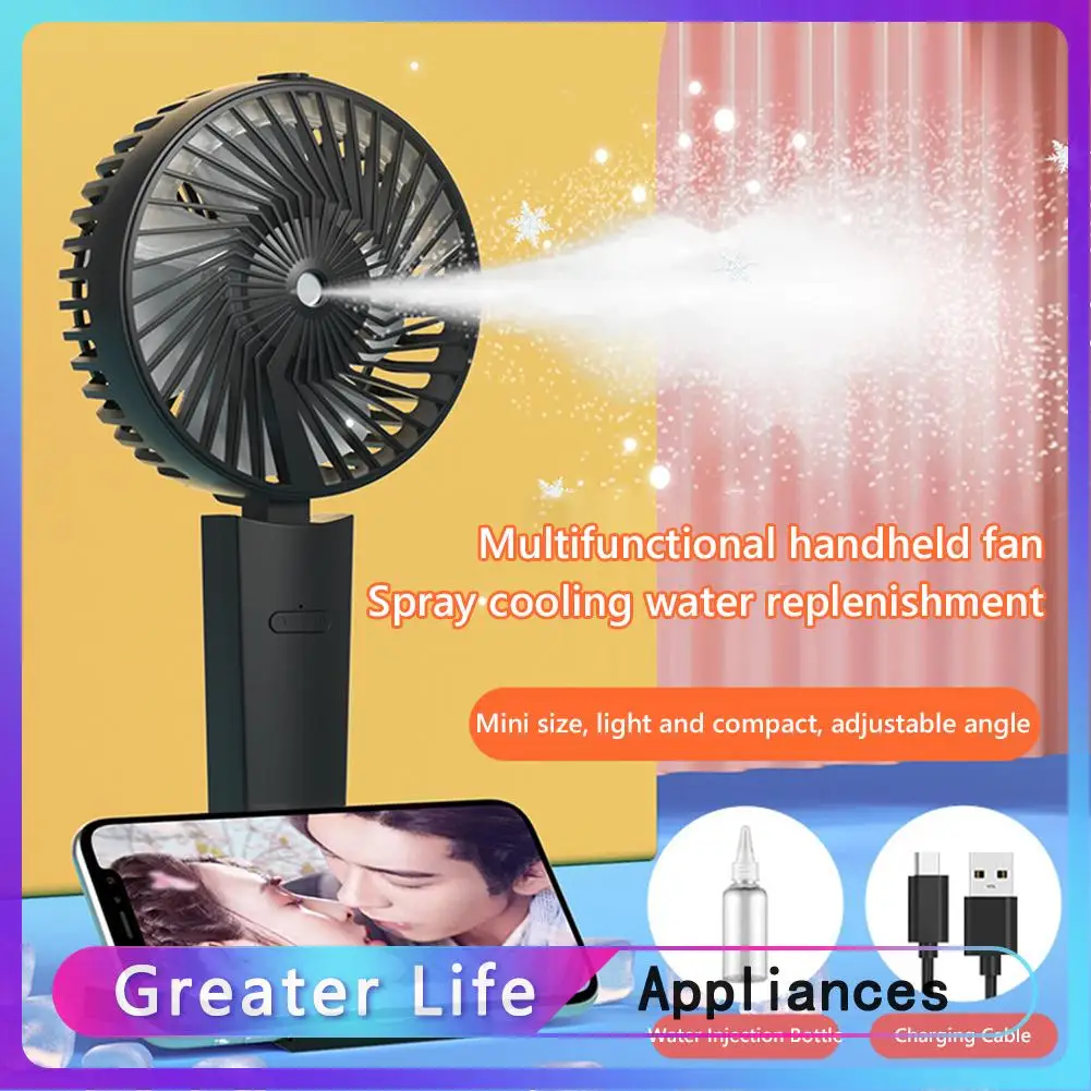

Handheld Mini Water Spray Mist Fan 3 Modes Cooling Air Humidifier USB Rechargeable Fans Strong Wind Cooling Conditioner