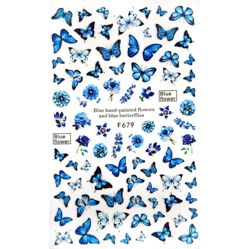 1PCS Butterfly Nail Art Stickers Flowers Nail Decoration Decal Animal Mermaid Butterfly Nail Slider 3D Adhesive Design images - 6