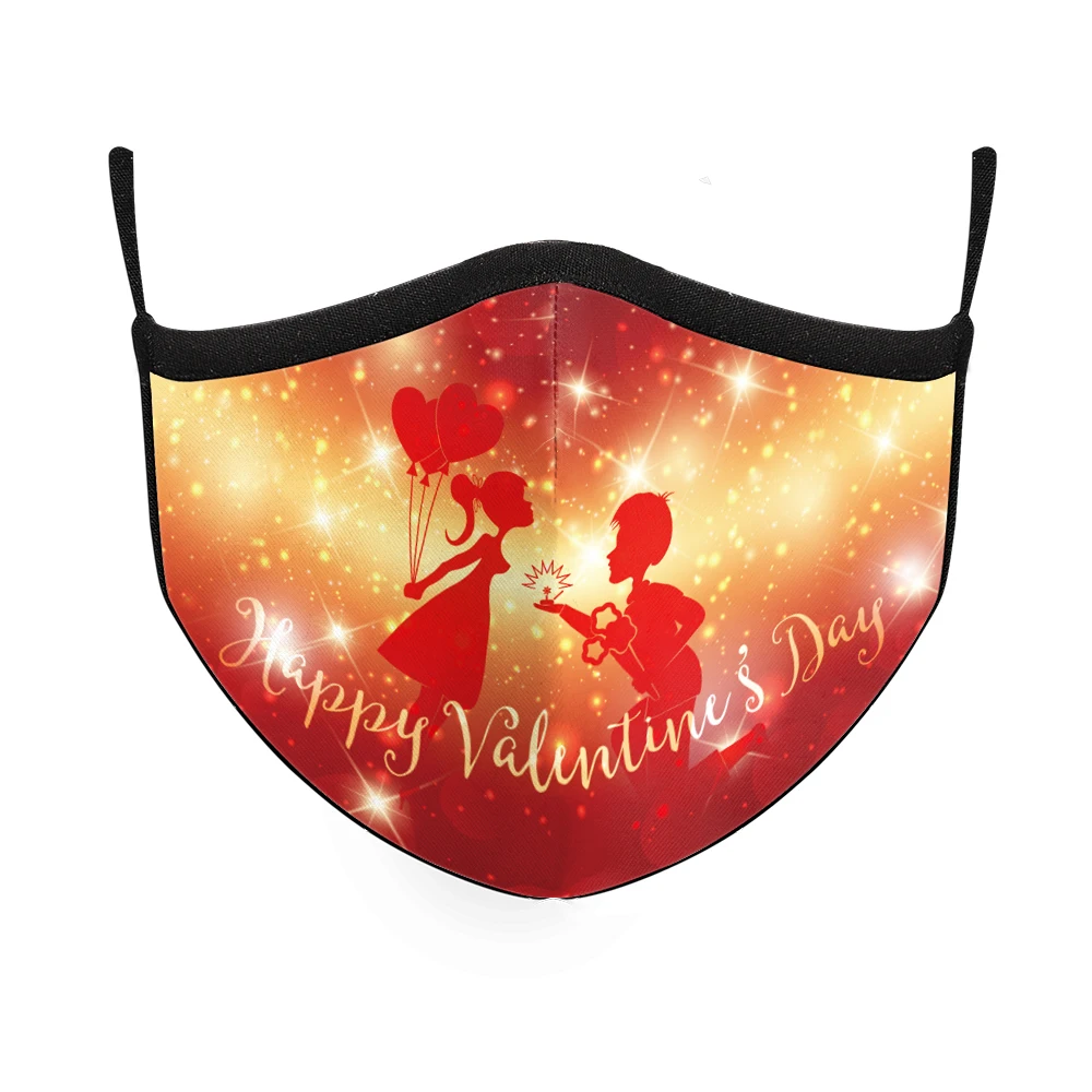 

Romantic Rose Print Couple Mouth Masks Outdoor Breathable Adjustable Adult Kids Face Mask Valentine's Day Reusable Masks
