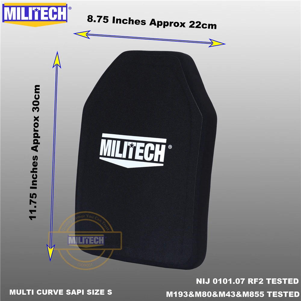 Пуленепробиваемая пластина MILITECH SAPI и 10x12 NIJ III + /NIJ 0101 07 RF2 из оксида алюминия