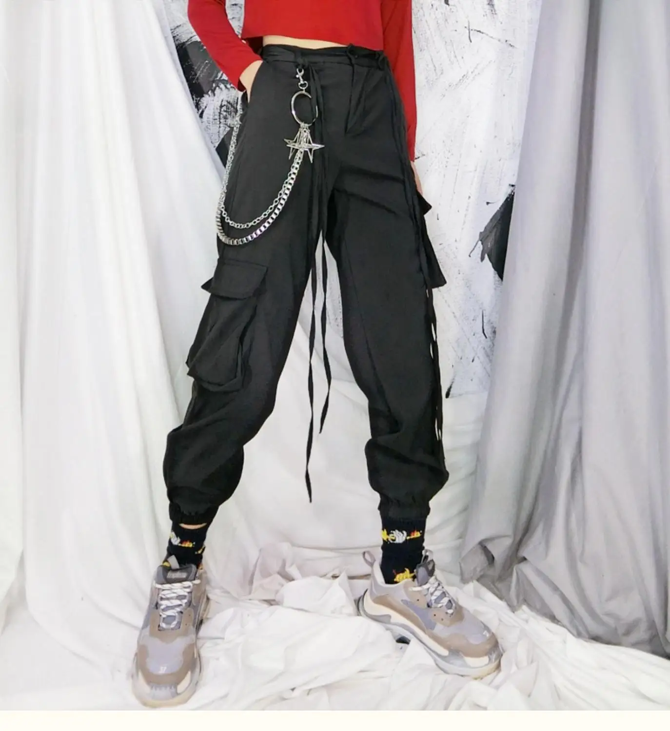 Новые женские спортивные штаны готические хипстерские осенние повседневные