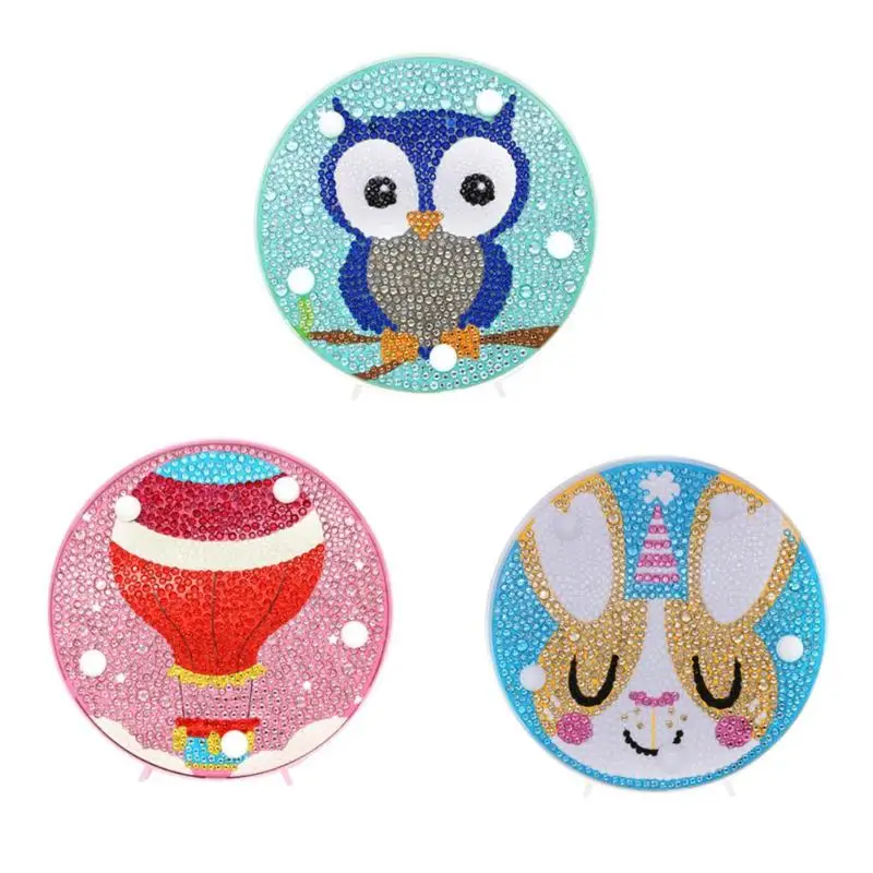 Милые животные DIY алмазная живопись светодиодный ночной Светильник полная