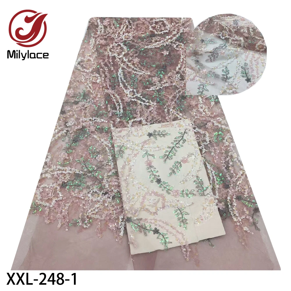Latest Sequins Embroidered French Tulle Lace 2020 Afican Nigerian Fabric for Dress XXL-248 | Дом и сад