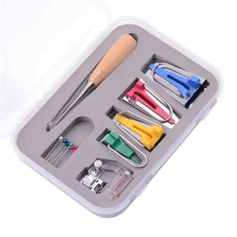 

Hot Sale Bias Tape Maker Kit Set for Sewing Quilting Awl and Binder Foot Case Tools