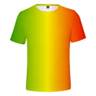 Футболка МужскаяЖенская однотонная, дышащая короткая рубашка с цветным градиентом, зеленаяоранжевая, с 3D рисунком радуги, лето