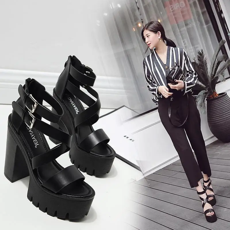 

Bar performance thick heel waterproof platform high heel single shoes hip hop dance shoes female sexy night