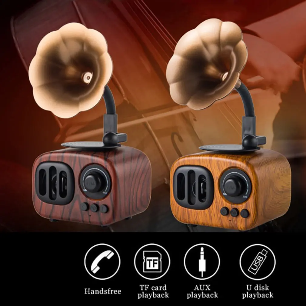 As90 Ретро труба стиль Bluetooth динамик беспроводной стерео сабвуфер Музыкальная