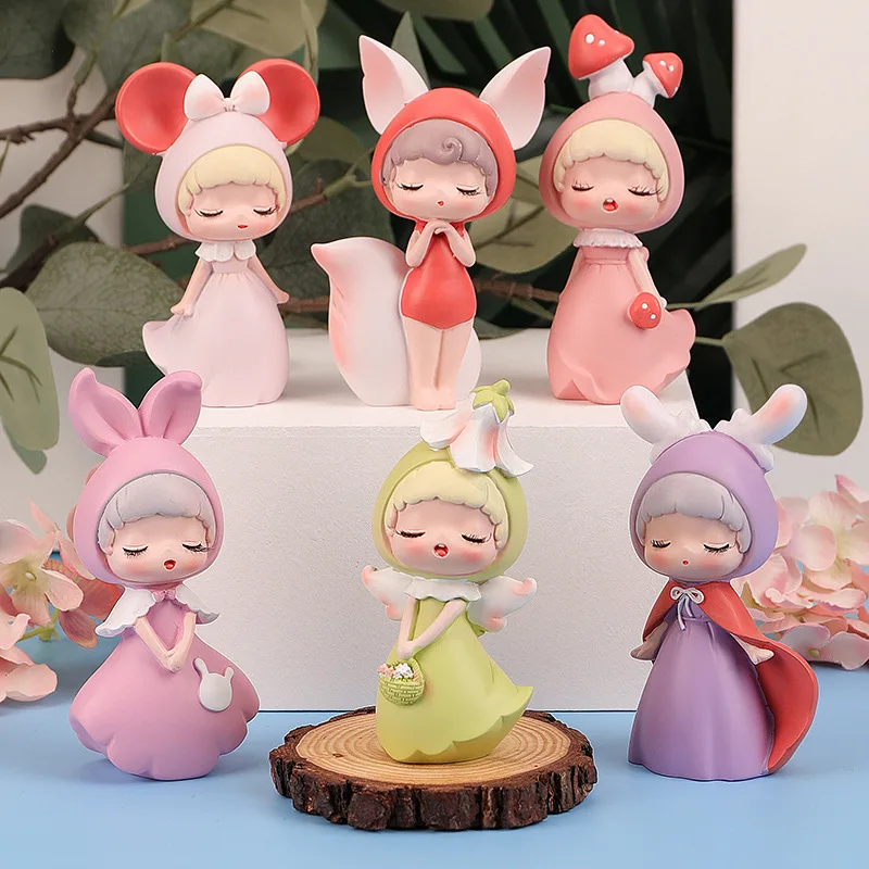 

Коллекционная Фигурка Девочки GK из смолы, набор игрушек со скрытой лисой, милая потайная лисица, украшение для торта на день рождения, Весы-с...