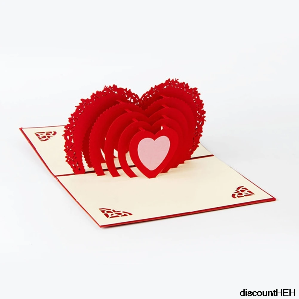 Романтическая бумажная 3D лазерная всплывающая открытка подарочные открытки на