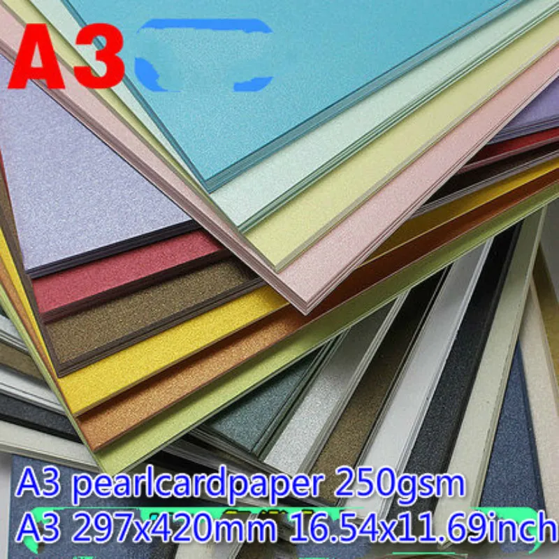 A3 297x420 мм 250gsm жемчужный картон цветной искусство бумага флэш жемчужная визитная