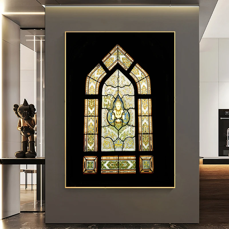 

Religion Building Glass Window Canvas Painting Modern Prints and Posters Wall Art Pictures for Living Room Home Decor Cuadros