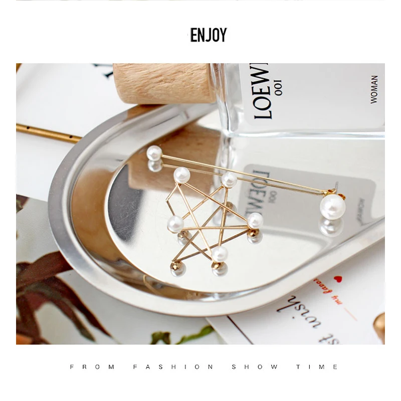 

Fashion Trendy Korean Pearls Asymmetric Star Drop Earrings for Women Girls Party Engagement Earrings Gifts Accessories