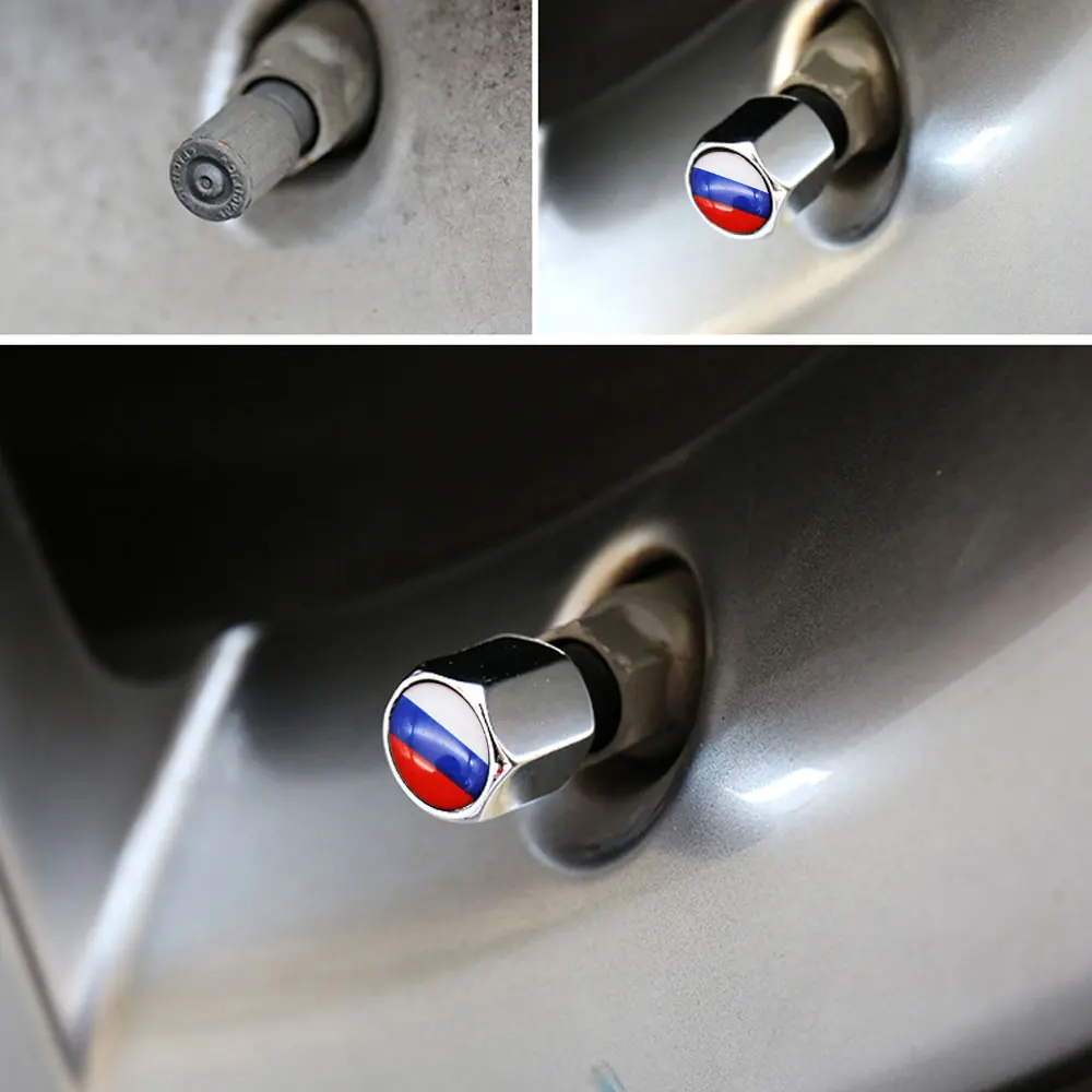 5Pcs/Set Russia Flag Style Anti-theft Car Wheel Air Tire Valves Valve Caps Stem with Wrench Keychain Ring Spanner New | Автомобили и