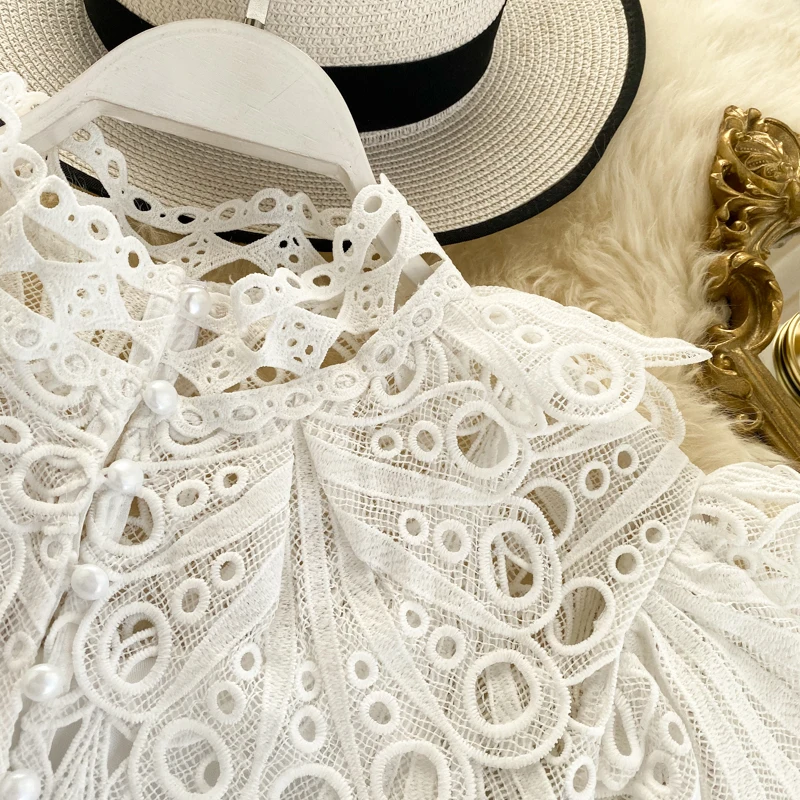 Элегантная розовая черная белая блузка ажурная кружевная Лоскутная