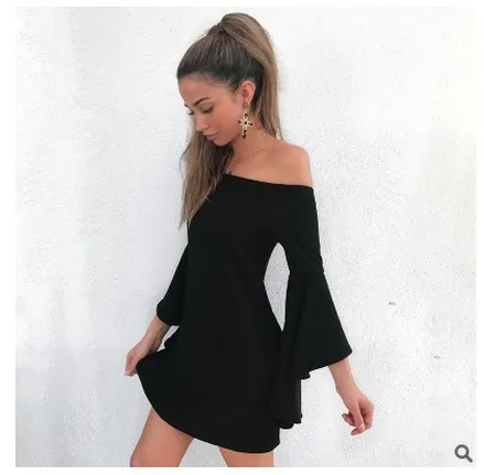 Женское платье с расклешенными рукавами DAYIFUN черное облегающее мини-платье