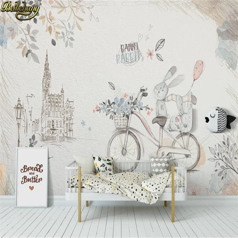 3D фотообои на заказ скандинавские простые обои с кроликом для детской комнаты