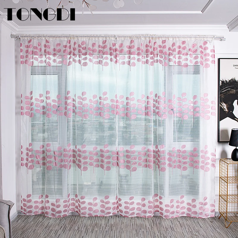 Белая Тюлевая занавеска TONGDI с принтом элегантные прозрачные украшения в виде
